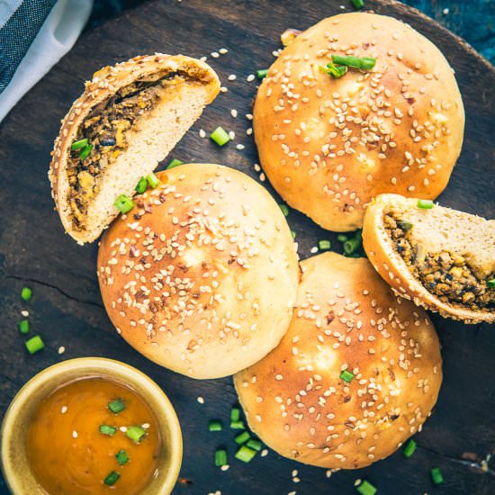 Indo Chinese Mushroom Bread Buns - Recipe photo by Whiskaffair