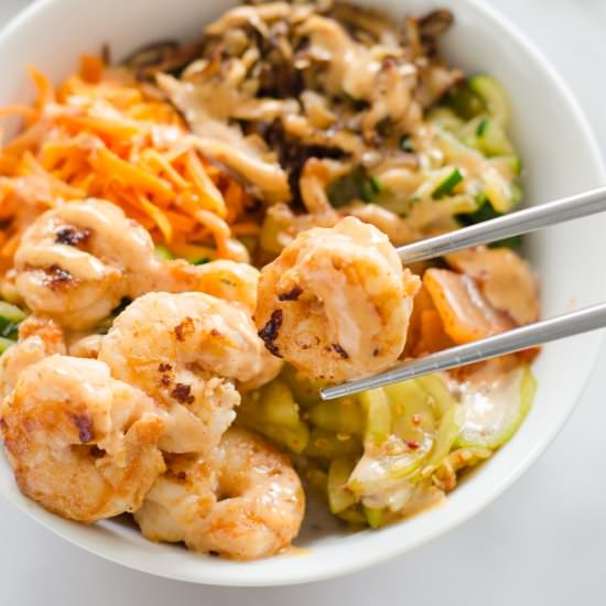 Korean Shrimp Rice Bowls - Recipe photo by butteredsideup