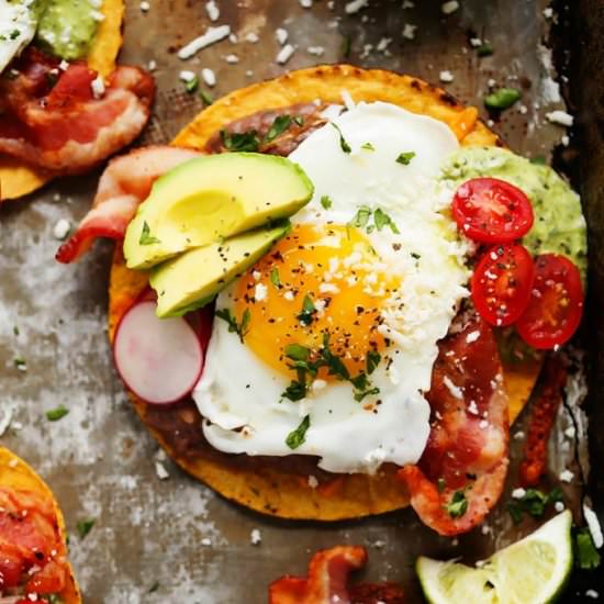 Bacon Breakfast Tostadas - Recipe photo by platingsandpairings