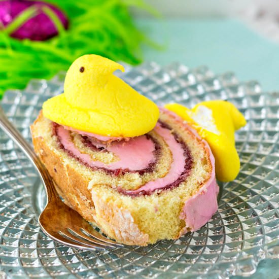 Peeps Buttercream Jelly Roll - Recipe photo by onlinepastrychef