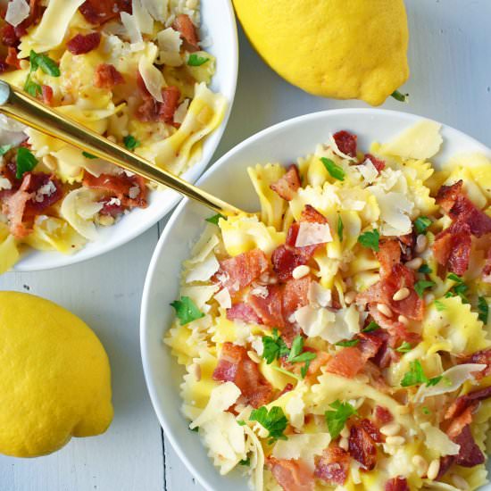 Lemon Garlic and Crispy Bacon Pasta - Recipe photo by Modern Honey