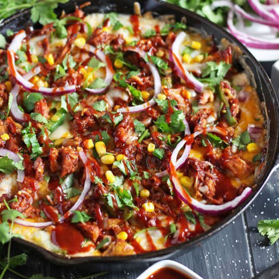 Barbecue Chicken Pizza Dip - Recipe photo by thewoodenskillet