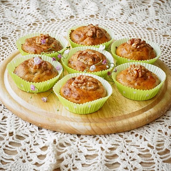 Vegan banana walnut muffins - Recipe photo by lacuisinedesimona