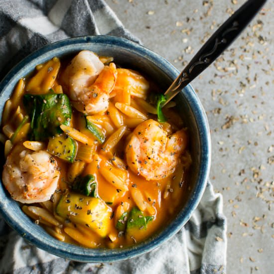 Tomato Orzo Soup with Shrimp - Recipe photo by Stuck on Sweet