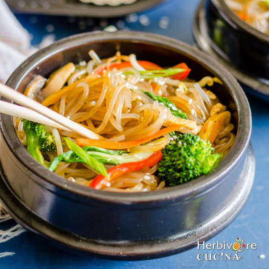Japchae | Korean Stir-Fry Noodles - Recipe photo by Herbivore Cucina