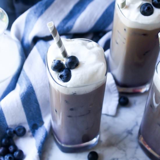 Fresh Blueberry Cold Brew Lattes - Recipe photo by yestoyolks