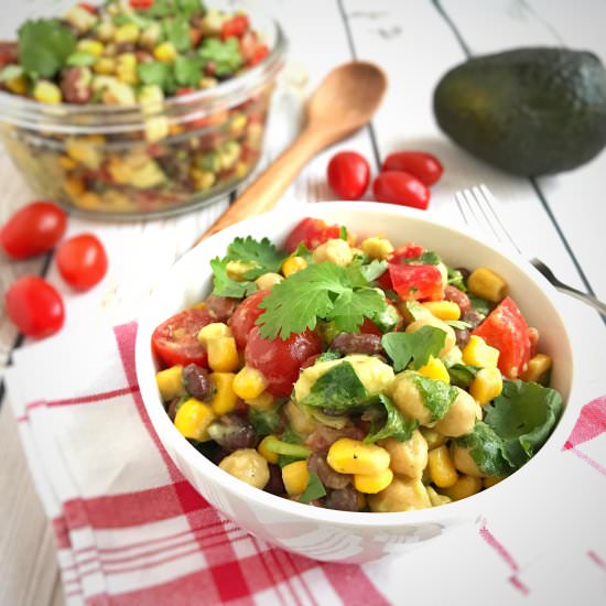 3 Bean Avocado Salad - Recipe photo by LaurenPincusRD