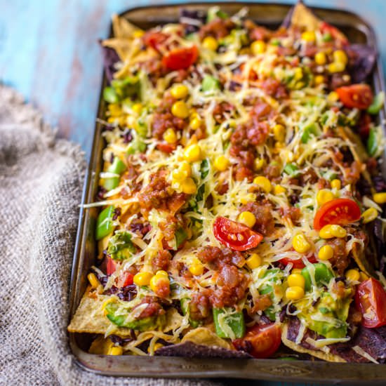 Loaded Vegan Nachos - Recipe photo by Wholesome Patisserie