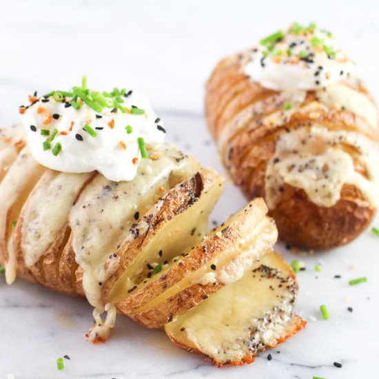 Everything Bagel Hasselback Potatoes - Recipe photo by ChefJulie_RD