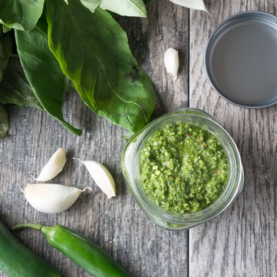 Spicy Green Pesto - Recipe photo by freeyourfork