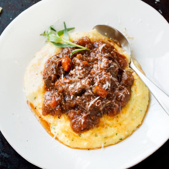 Herb Polenta with Braised Oxtails - Recipe photo by thecozyapron