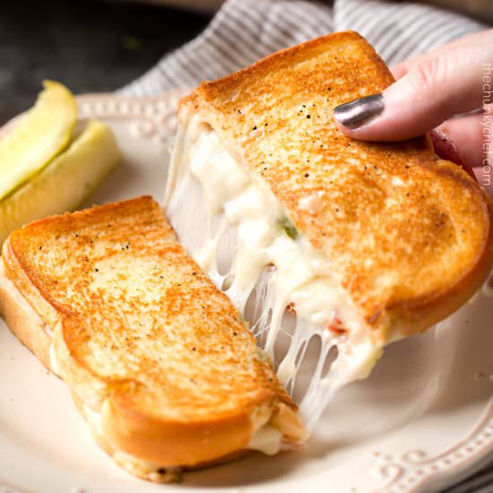 Salami and Pickle Grilled Cheese - Recipe photo by The Chunky Chef