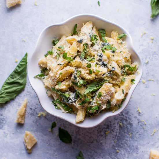 Creamy Lemon Basil Pasta - Recipe photo by saltandlavender