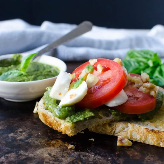 Basil Walnut Pesto - Recipe photo by garlic and zest