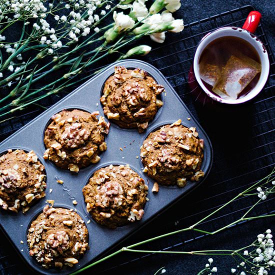 Chai Spiced Banana Walnut Muffins - Recipe photo by spice and sprout