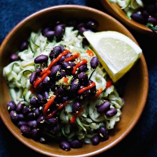Lemony Miso Zucchini Noodles - Recipe photo by spice and sprout