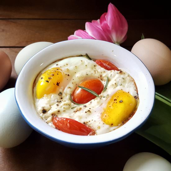 Baked Eggs with Herbed Ricotta - Recipe photo by simplysophisticatedcooking