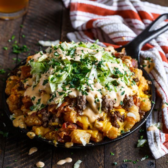Bacon Cheeseburger Tater Tot Nachos - Recipe photo by sharedappetite