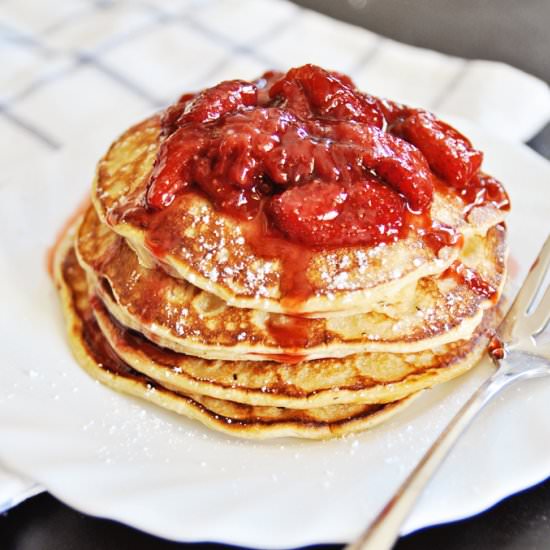 Strawberry Mascarpone Pancakes - Recipe photo by lettuceeatveggies