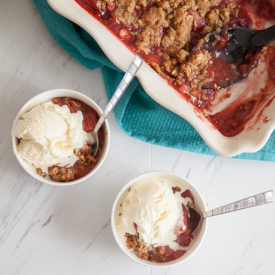 Wheat Strawberry Rhubarb Crumble - Recipe photo by Call Me Betty