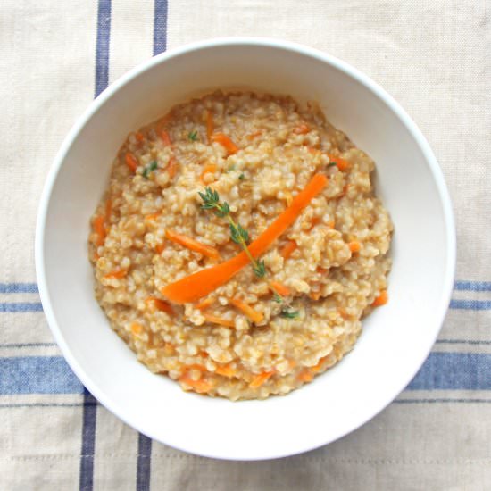 Savory Carrot and Thyme Oatmeal - Recipe photo by abiteofinspiration