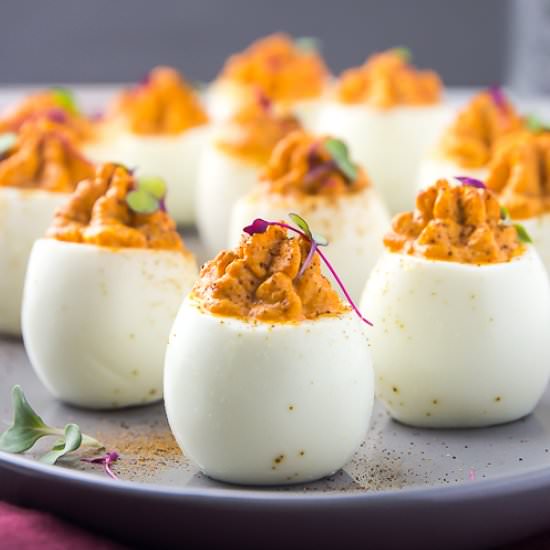 Red Goddess Deviled Eggs - Recipe photo by No Spoon Necessary