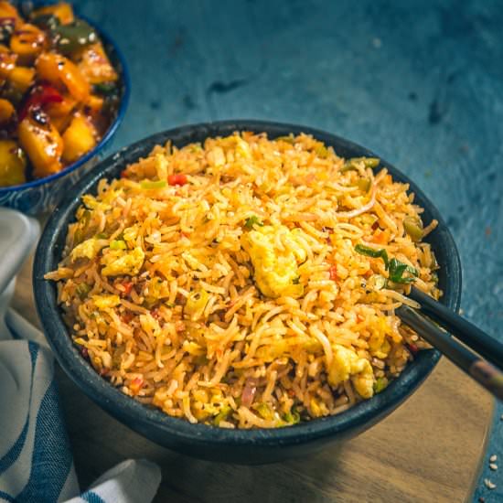 Schezwan Egg Fried Rice - Recipe photo by Whiskaffair