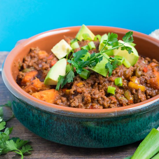 Smoky BBQ Ground Beef Chili - Recipe photo by WhittyPaleo