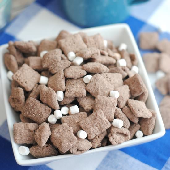 Hot Cocoa Puppy Chow - Recipe photo by Midwestern Moms