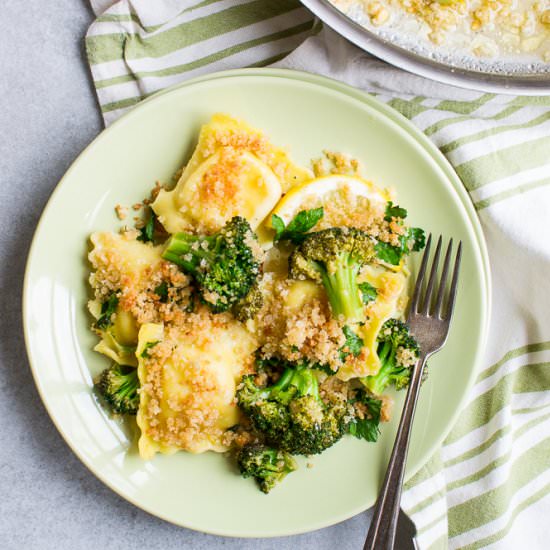 Lemon Garlic Ravioli and Broccoli - Recipe photo by Stuck on Sweet