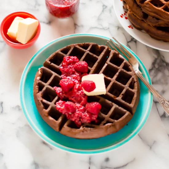Flourless Chocolate Protein Waffles - Recipe photo by Thenaturalnurturer