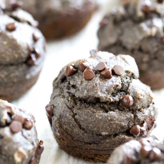 GF Chocolate Protein Muffins - Recipe photo by KitchenOfEatin