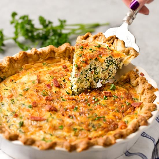 Basic Cheesy Spinach Quiche - Recipe photo by The Chunky Chef