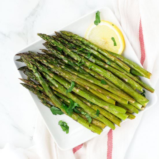 Honey Lemon Roasted Asparagus - Recipe photo by nourishedtheblog