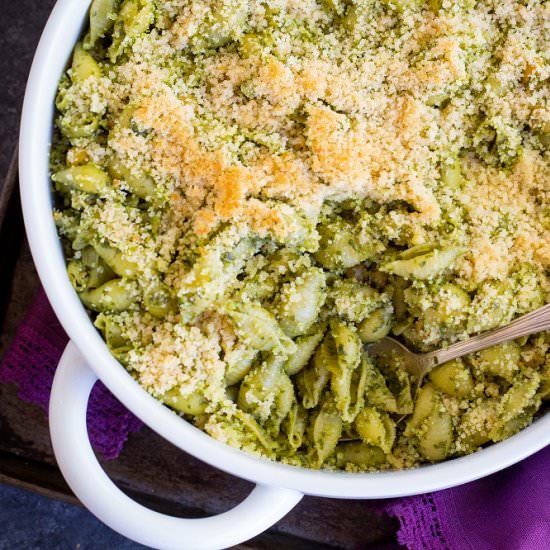 Mustard Green Pesto Pasta - Recipe photo by ohmyveggies