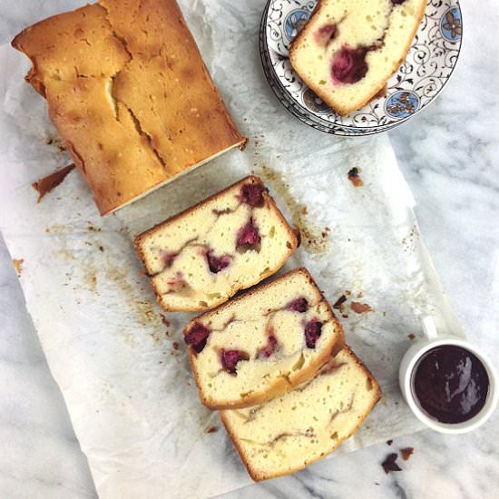 Raspberry Swirl Cream Cheese Cake - Recipe photo by agourmetfoodblog