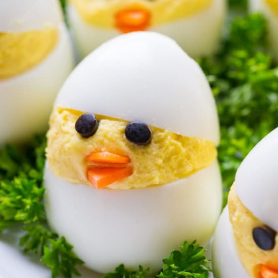 Easter Deviled Egg Chicks - Recipe photo by NatashasKitchen.com