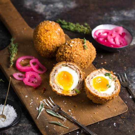 Scotch Eggs with perfect Runny Yolk - Recipe photo by NerdsWithKnives-Emily