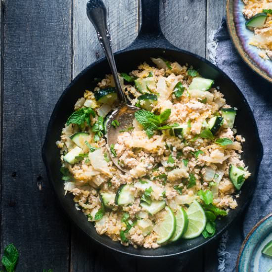 Larb Gai Thai Chicken Skillet - Recipe photo by foodfaithfitness