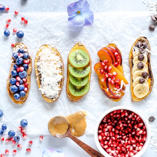 Sweet Potato Toast 5 Ways - Recipe photo by NeuroticMommy