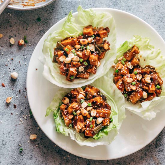 Vegetarian Mapo Tofu Lettuce Wraps - Recipe photo by myfoodstory