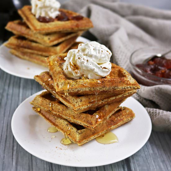 Flax Protein Waffles - Recipe photo by SavorySpin