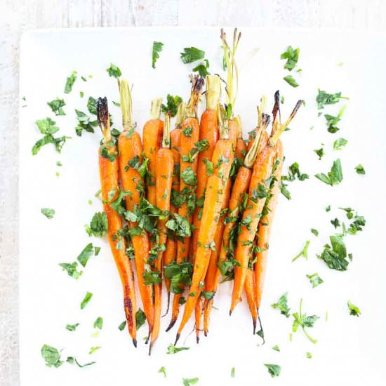 Honey Mustard Roasted Carrots - Recipe photo by Happy Healthy Mama