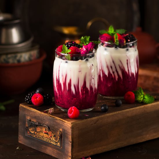 Berry Sauce with Greek Yogurt - Recipe photo by Binjals VEG Kitchen