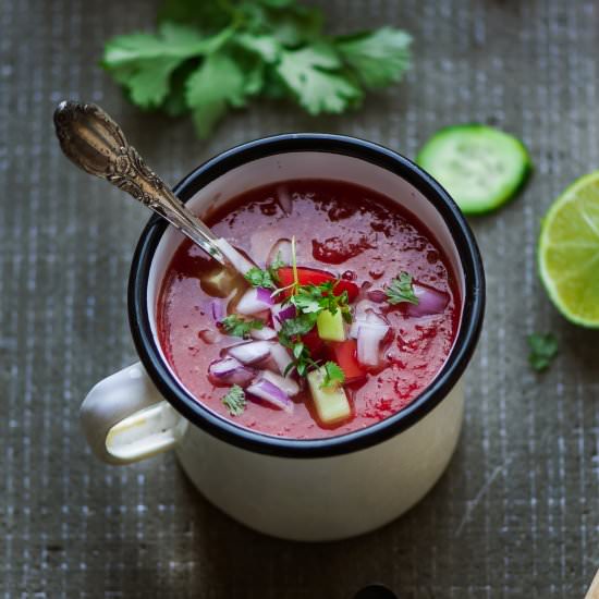 Watermelon Gazpacho - Recipe photo by Binjals VEG Kitchen