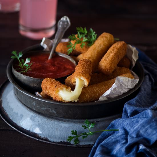 Eggless Mozzarella Sticks - Recipe photo by Binjals VEG Kitchen