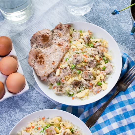 Pork Fried Cauliflower Rice - Recipe photo by theadventurebite