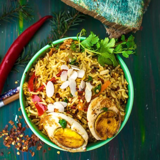 Indian Style Triple Egg Fried Rice - Recipe photo by Anu@MyGingerGarlicKitchen