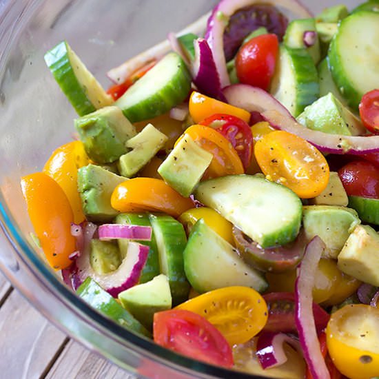 Avocado Cucumber Tomato Salad - Recipe photo by The Wholesome Dish