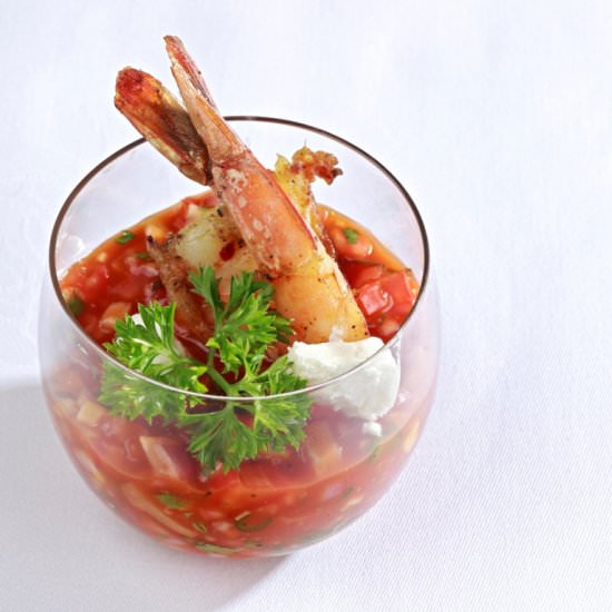 Prawns with Salsa and Feta Crumble - Recipe photo by Chef gautam
